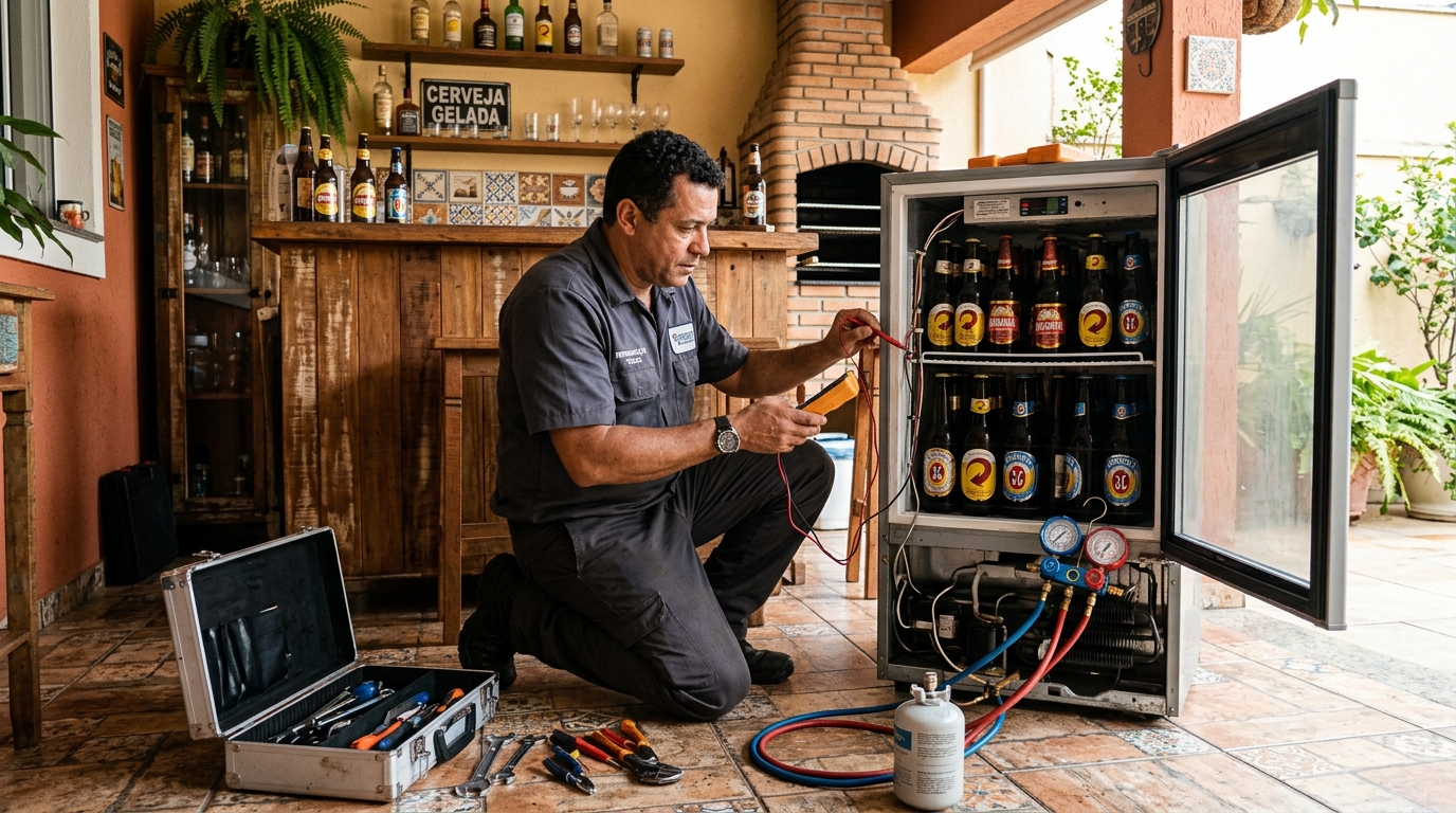 Recarga de gás refrigerante de cervejeira em Fortaleza‑CE